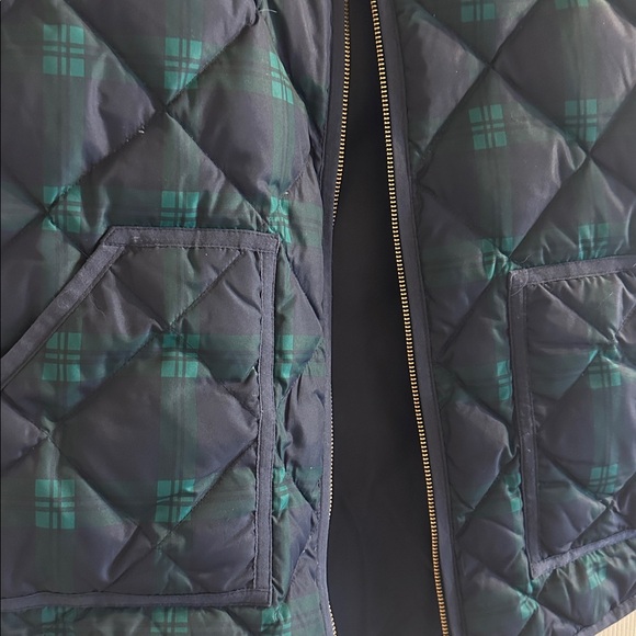J. Crew Navy and Green Plaid Quilted Vest - Picture 2 of 3